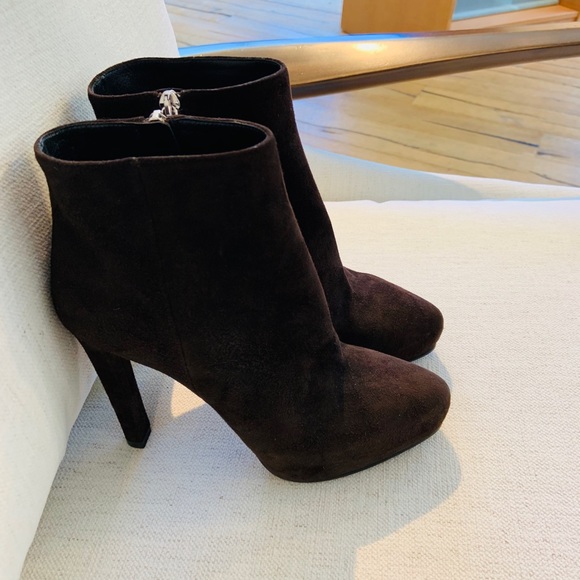 Suede Prada chocolate hidden platform booties - Picture 3 of 7